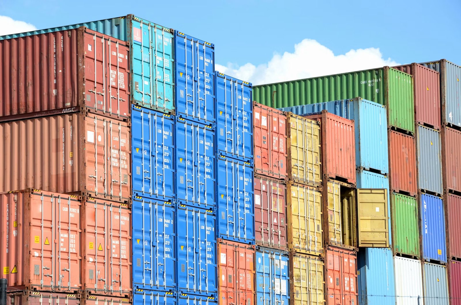 Shipping containers stacked