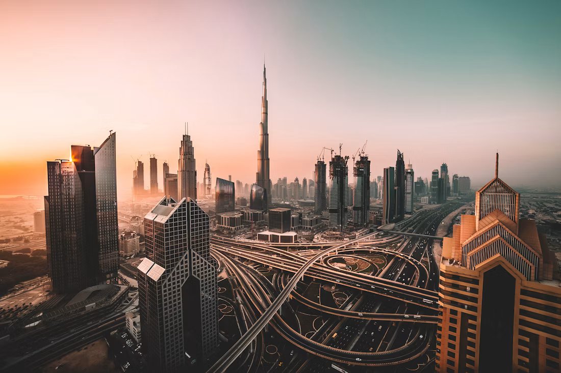 Dubai skyline aerial view